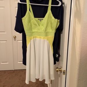 Beautiful white and lime green dress size M